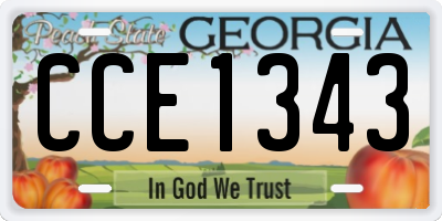 GA license plate CCE1343