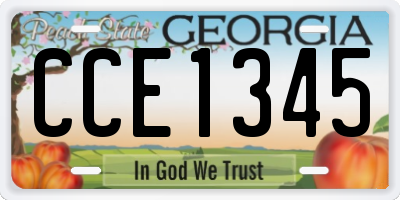 GA license plate CCE1345