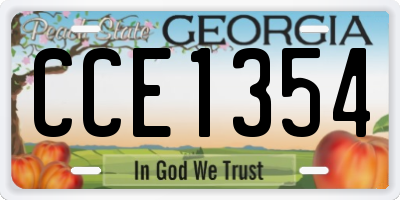 GA license plate CCE1354