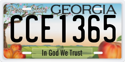 GA license plate CCE1365