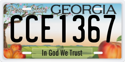 GA license plate CCE1367