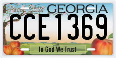 GA license plate CCE1369