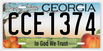 GA license plate CCE1374