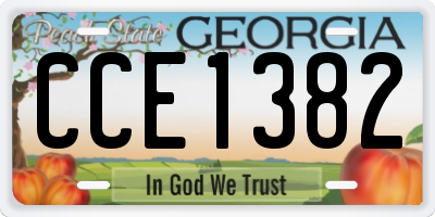 GA license plate CCE1382