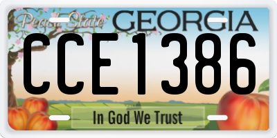 GA license plate CCE1386