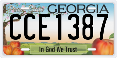 GA license plate CCE1387