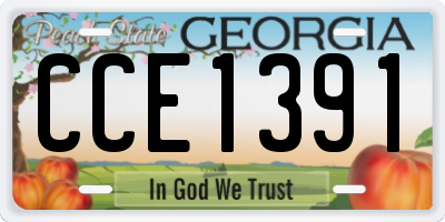 GA license plate CCE1391