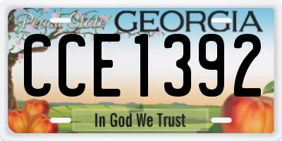 GA license plate CCE1392