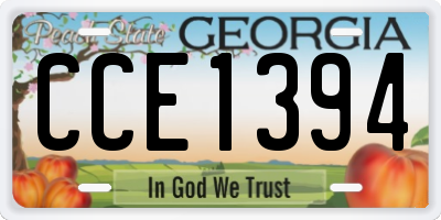 GA license plate CCE1394