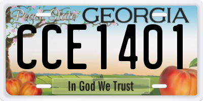 GA license plate CCE1401