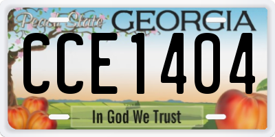 GA license plate CCE1404