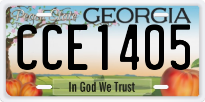 GA license plate CCE1405