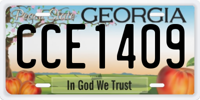 GA license plate CCE1409