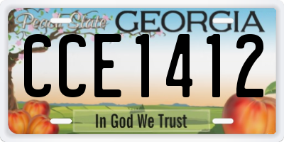 GA license plate CCE1412