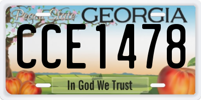 GA license plate CCE1478