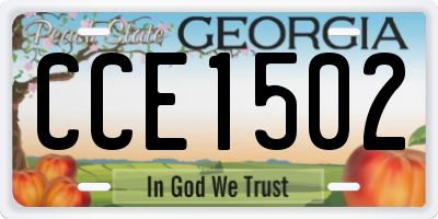GA license plate CCE1502