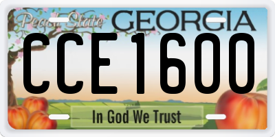 GA license plate CCE1600