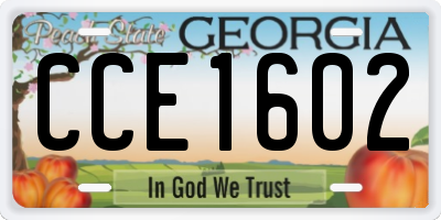 GA license plate CCE1602