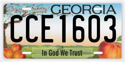 GA license plate CCE1603