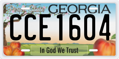 GA license plate CCE1604