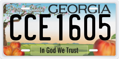 GA license plate CCE1605