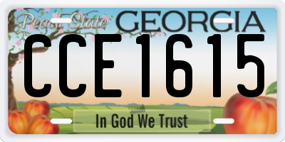 GA license plate CCE1615