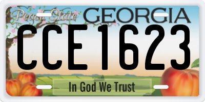 GA license plate CCE1623