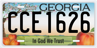 GA license plate CCE1626