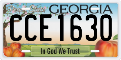 GA license plate CCE1630