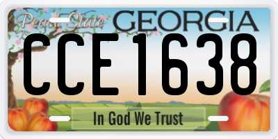 GA license plate CCE1638