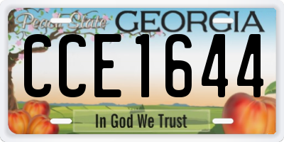 GA license plate CCE1644