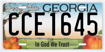GA license plate CCE1645