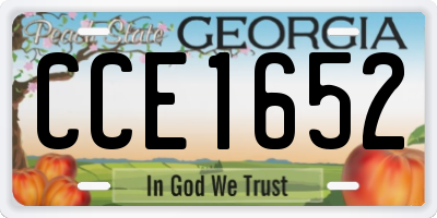 GA license plate CCE1652