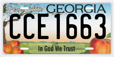 GA license plate CCE1663