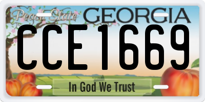 GA license plate CCE1669