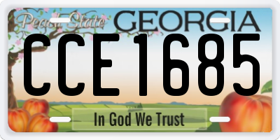 GA license plate CCE1685