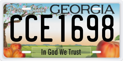 GA license plate CCE1698