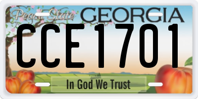 GA license plate CCE1701