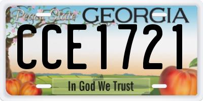 GA license plate CCE1721