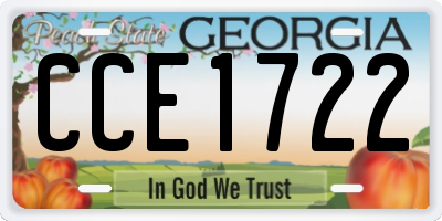GA license plate CCE1722