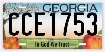 GA license plate CCE1753