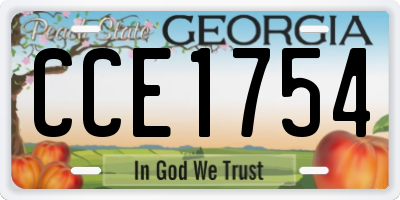 GA license plate CCE1754