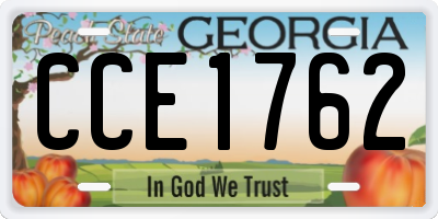 GA license plate CCE1762