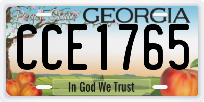 GA license plate CCE1765