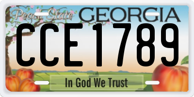 GA license plate CCE1789