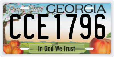 GA license plate CCE1796
