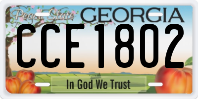GA license plate CCE1802