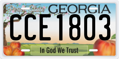 GA license plate CCE1803