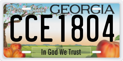 GA license plate CCE1804
