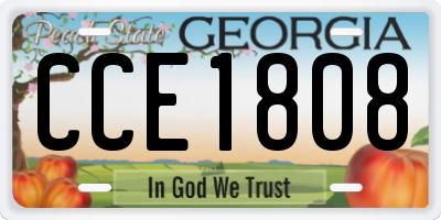 GA license plate CCE1808